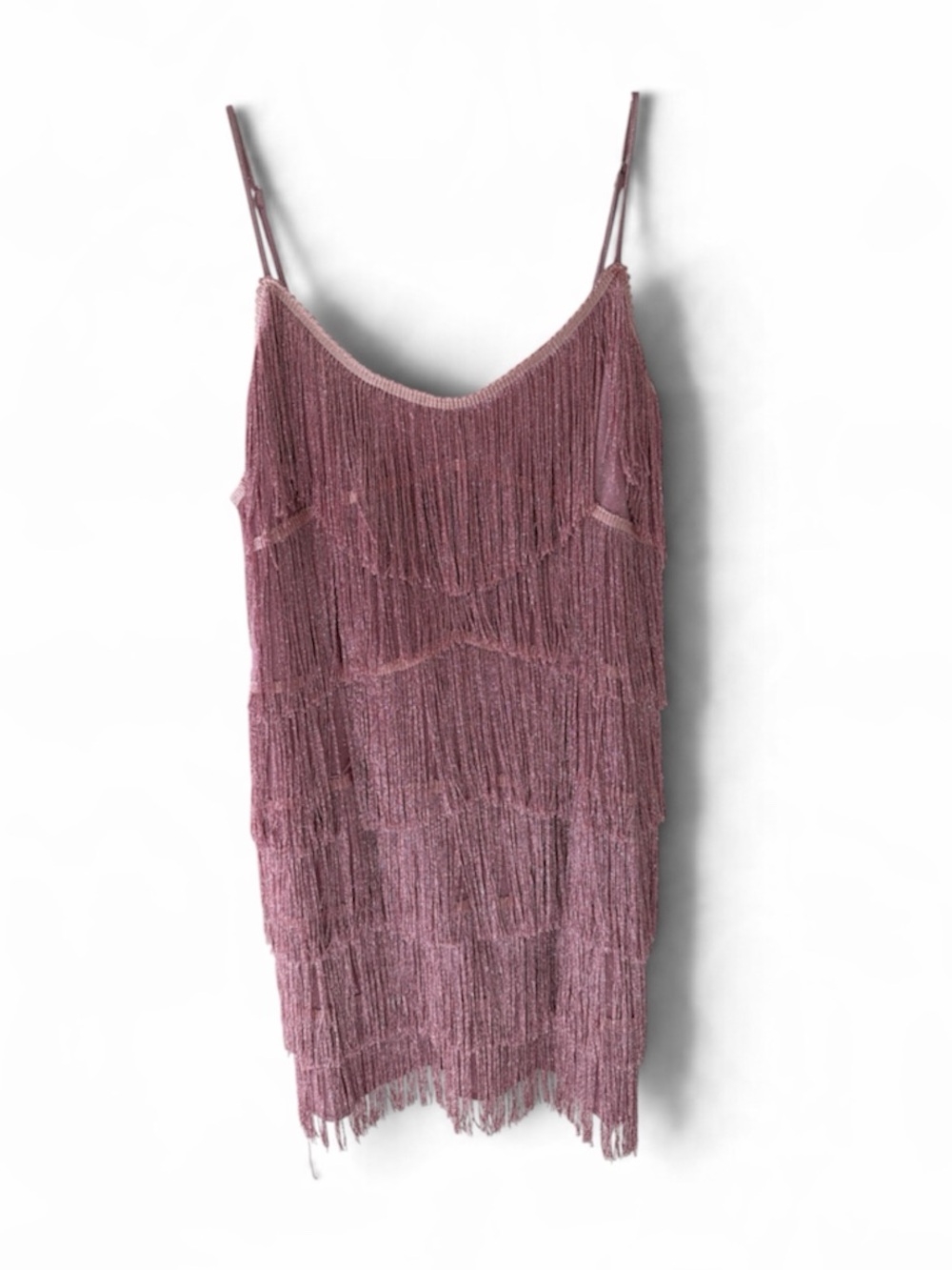 Fringe Slip Dress - Dusty Rose
